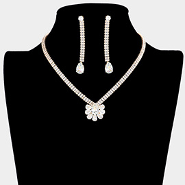 Teardrop Stone Cluster Rhinestone Necklace