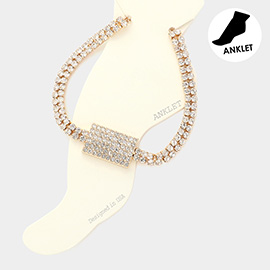 Rhinestone Embellished Rectangle Accented Evening Anklet