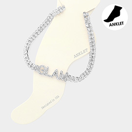 Glam Message Rhinestone Evening Anklet