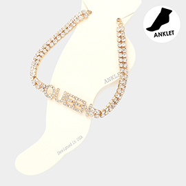 Queen Message Rhinestone Evening Anklet