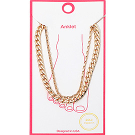 Metal Chain Link Double Layered Anklet