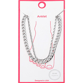 Metal Chain Link Double Layered Anklet