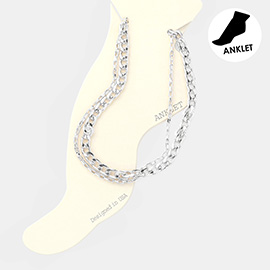 Metal Chain Link Double Layered Anklet