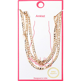Metal Chain Link Triple Layered Anklet