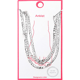 Metal Chain Link Triple Layered Anklet
