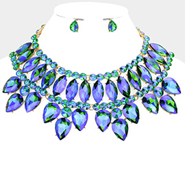 Multi Stone Cluster Evening Necklace