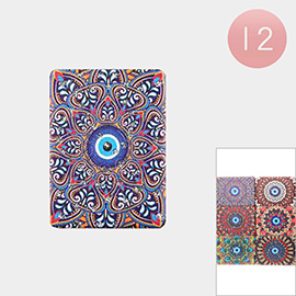 12PCS - Evil Eye Centered Abstract Pattern Printed Cosmetic Mirrors