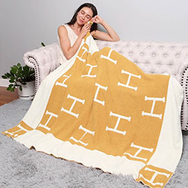 H Patterned Reversible Throw Blanket