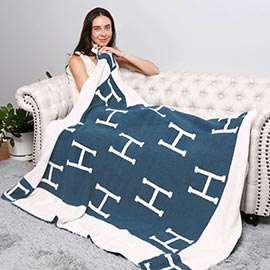 H Patterned Reversible Throw Blanket