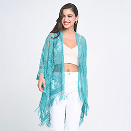 Leaf Lace Cover Up Kimono Poncho