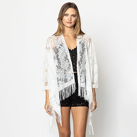 Leaf Lace Cover Up Kimono Poncho