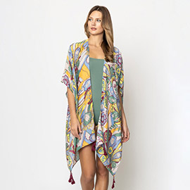 Paisley Patterned Cover Up Kimono Poncho