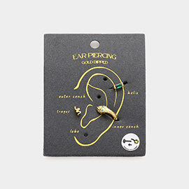 Secret Box _ 14K Gold Dipped Snake Baguette Stone Hoop 3PCS Ear Piercings