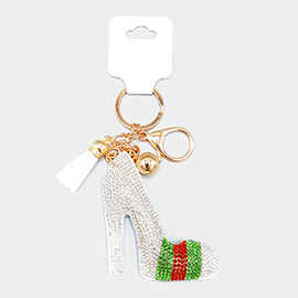 Color Block Bling Stiletto Tassel Keychain