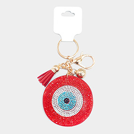 Bling Evil Eye Tassel Keychain