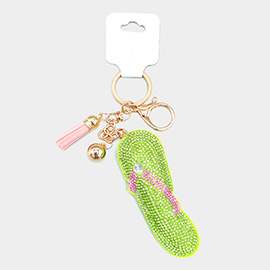 Bling Flip Flop Tassel Keychain