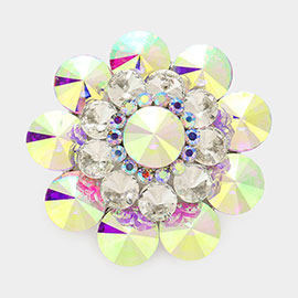 Round Crystal Flower Pin Brooch
