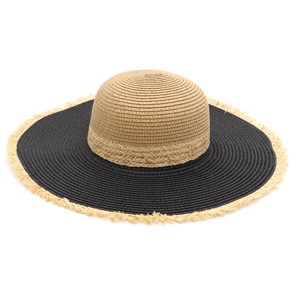 Frayed Edge Straw Floppy Sun Hat