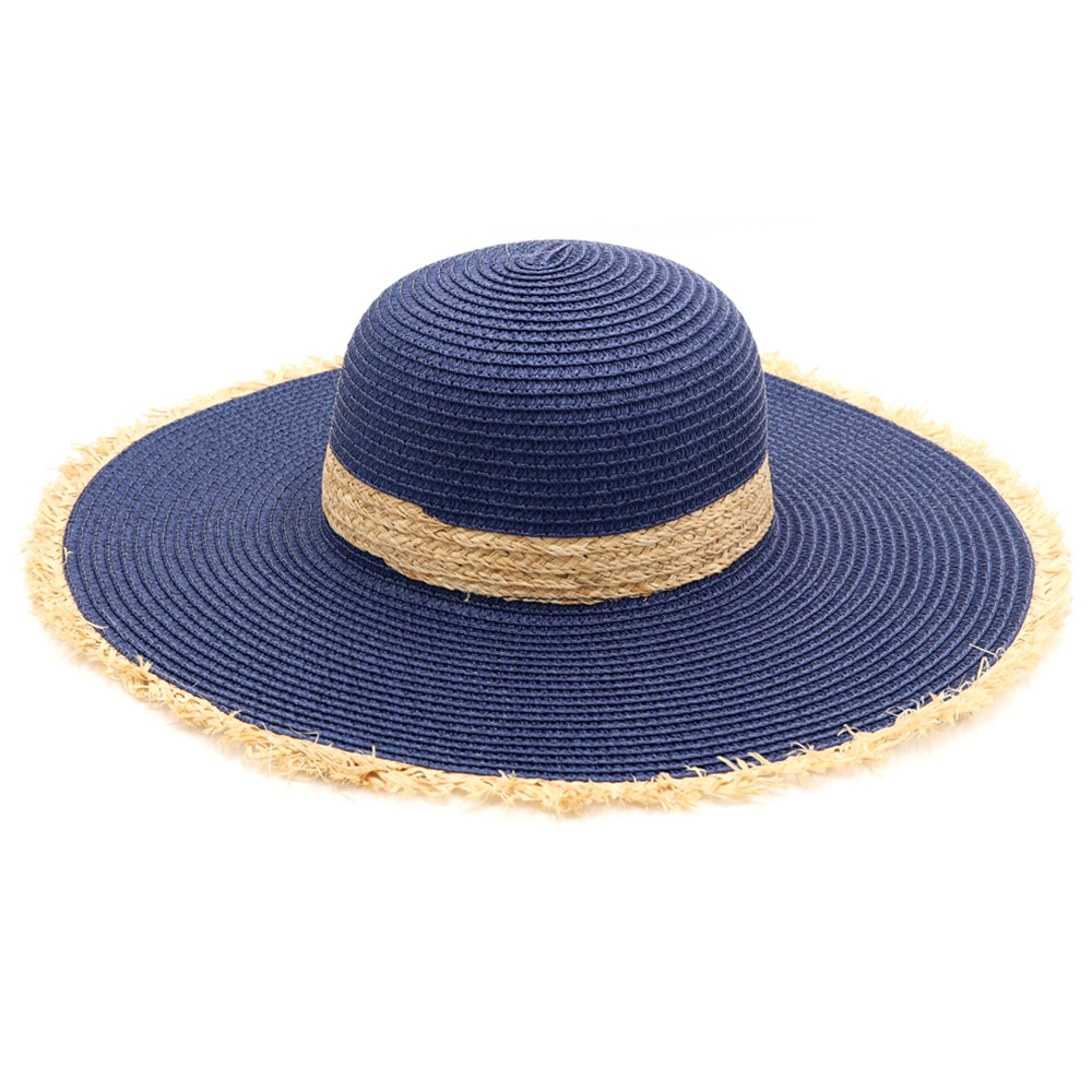 Frayed Edge Straw Floppy Sun Hat