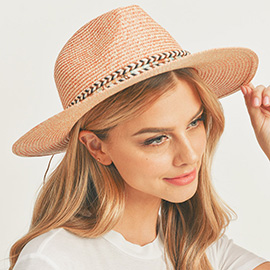 Multi Color Braided Band Straw Panama Sun Hat