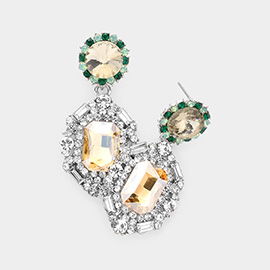 Emerald Cut Crystal Evening Earrings