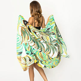 Tropical Leaf Printed Oblong Scarf