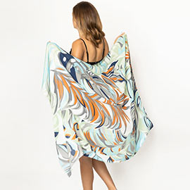 Tropical Leaf Printed Oblong Scarf