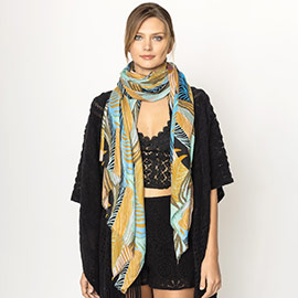 Tropical Leaf Printed Oblong Scarf