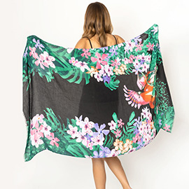 Flower Printed Oblong Scarf