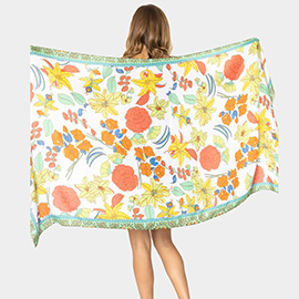 Flower Printed Oblong Scarf