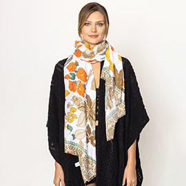 Flower Printed Oblong Scarf