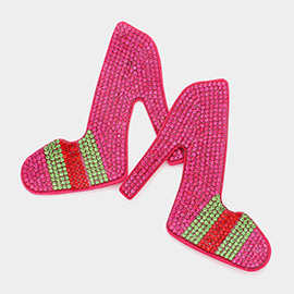 Felt Back Color Block Bling Stiletto Heel Earrings