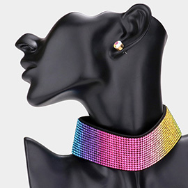 Ombre Bling Rainbow Choker Necklace