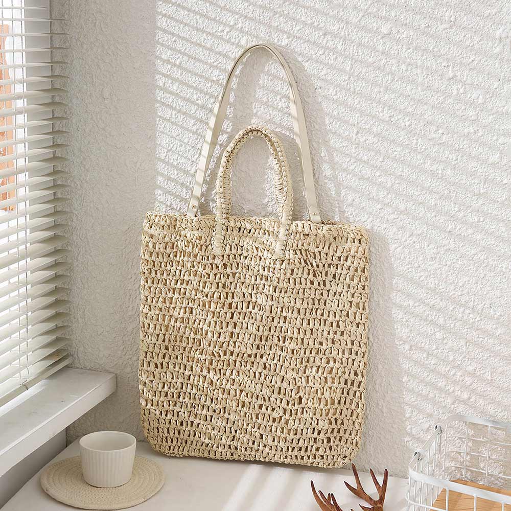 Straw Rectangle Tote / Shoulder Bag