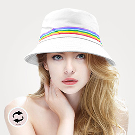 Reversible Rainbow Color Block Accented Bucket Hat