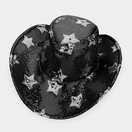 LED Light Up American USA Flag Sequin Cowboy Hat