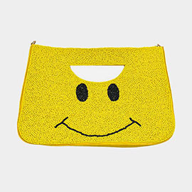 Smile Pointed Seed Beaded Tote / Crossbody Bag