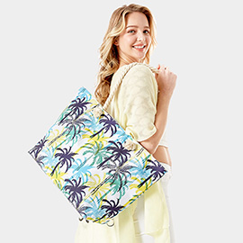 Palm Tree Patterned Beach Tote Bag