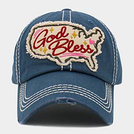 God Bless Message USA Map Vintage Baseball Cap