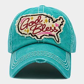 God Bless Message USA Map Vintage Baseball Cap