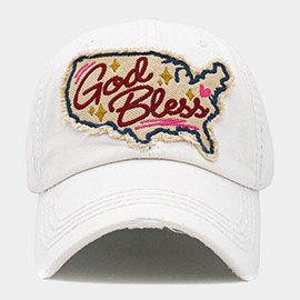 God Bless Message USA Map Vintage Baseball Cap