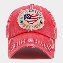 Faith Family Freedom Message American USA Flag Heart Vintage Baseball Cap