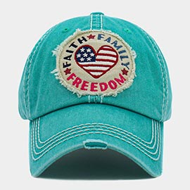 Faith Family Freedom Message American USA Flag Heart Vintage Baseball Cap