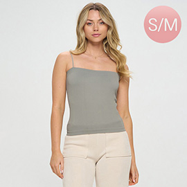 Ribbed Thin Strapped Seamless Tank Top