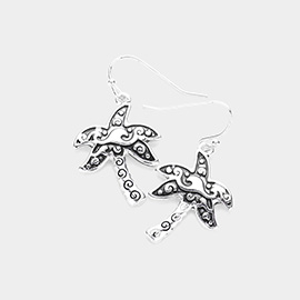 Metal Palm Tree Dangle Earrings