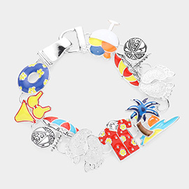 Tube Bikini Beach Ball Parasol Feet Cloth Palm Tree Cocktail Link Magnetic Bracelet
