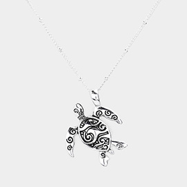 Metal Turtle Pendant Necklace