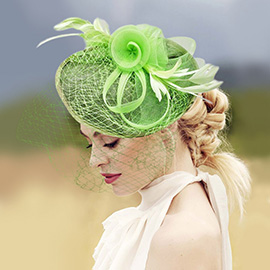 Mesh Flower Feather Fascinator / Headband