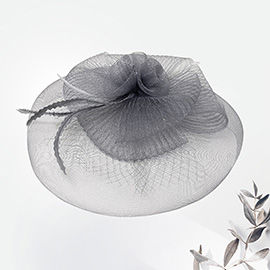 Mesh Flower Feather Fascinator / Headband