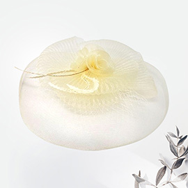 Mesh Flower Feather Fascinator / Headband